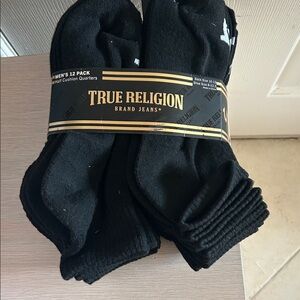 TRUE RELIGION MEN'S HALF CUSHION QUARTER SOCKS LOT OF 12 SIZE 8-12.5 NWT